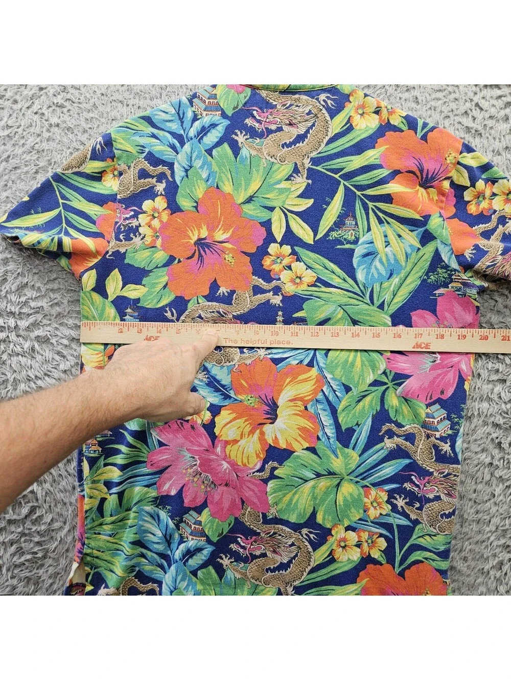Polo Ralph Lauren Featherweight Mesh Hawaiian Polo Shirt Medium Dragons Asian